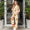 thumbnail image 2 of Renewold Two Piece Lounge Sets for Women Comfiest Airport Outfits Leisure Outfits Matching Set Drawstring Mock Neck Top Wide Leg Lounge Pants, Cartoon Capybara Fruit Print, M, 2 of 7