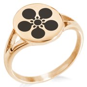 Stainless Steel Maeda Samurai Crest Minimalist Oval Top Polished Statement Signet Ring