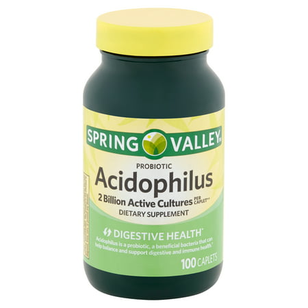 Spring Valley Probiotic Acidophilus Caplets, 100 (Best Yogurt With Lactobacillus Acidophilus)