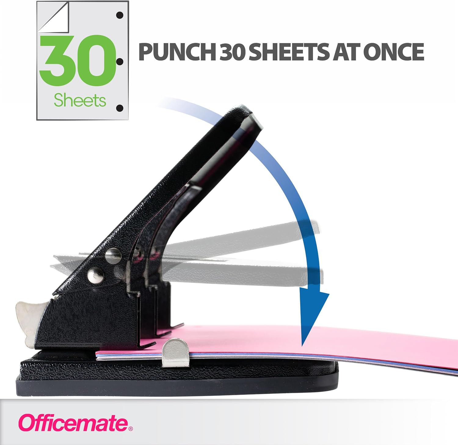 OfficeMate Medium Duty 3-Hole Punch with Ergonomic Handle photo 2