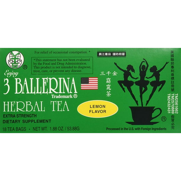 3 Ballerina Herbal Tea Dieters' Drink Extra Strength Lemon Flavor (3