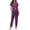 A-Purple495, variant on XIAOCHA Women's Solid Pajama Set Short Sleeve Button Straight Pant Night Suit