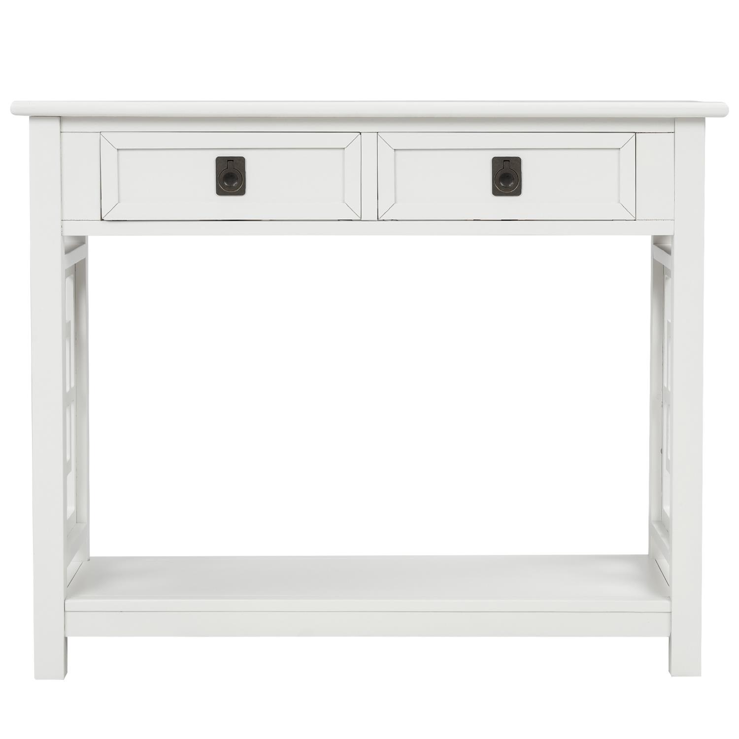 Zimtown Contemporary Console Table Sofa Table Side Desk with Two Drawers and Bottom Shelf - image 5 of 9