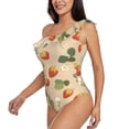 thumbnail image 3 of Picia Floral Strawberr Pattern Women's One Piece Swimsuits,One Shoulder Swimwear Asymmetric ,Ruffle Monokinis Bathing Suits,High Waisted Flattering Bathing Suits-, 3 of 8