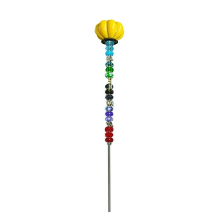 

Jxximdong Garden Stakes Fairy Wand， Garden Stakes with 3 Colorful， Crystal Stopper Top 3 Threaded Rod with 60 Assortment Large Hole Beads for Outdoor Decor (Autumn Pumpkin)