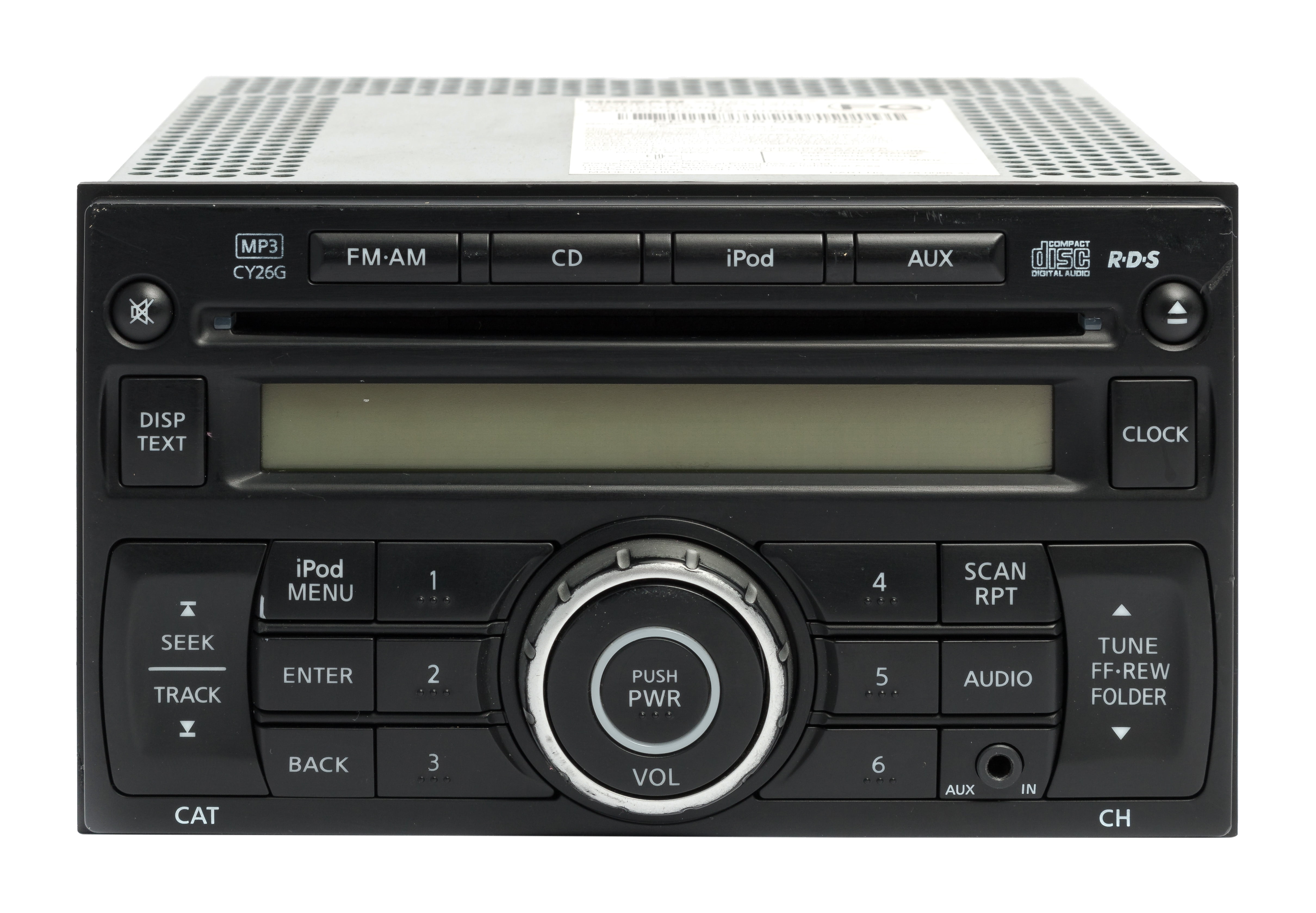 Restored 2011-2015 Nissan Rogue OEM AM FM Single CD Auxiliary Input 281851VK1A Face CY26G (Refurbished)