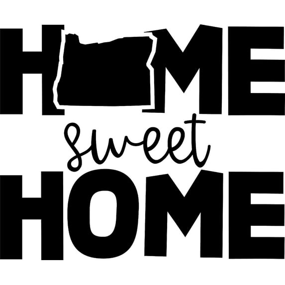 Home Sweet Home Oregon Native Hometown Love Wall Decals for Walls Peel and Stick wall art murals Black Large 36 Inch