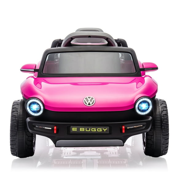 Licensed Volkswagen Beetle Ride On Car for Kids, 12V Battery Powered Electric Vehicle with Remote Control, LED Lights, Music & Horn (Pink)