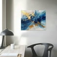 thumbnail image 4 of JRXY Blue Abstract Canvas Wall Art Blue White and Gold Painting Watercolor Canvas Wall Art Navy Blue Abstract Painting Modern Abstract Wall Art Print Blue and Gold Pictures for Living Room  pattern2, 4 of 6