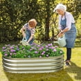 thumbnail image 4 of HGD Raised Garden Bed Kit Oval Galvanized Metal Outdoor Planter 4x2x1 ft, 4 of 12