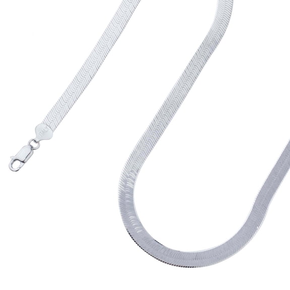 925 Sterling Silver, Solid Herringbone Silver Chain 9mm Necklace - Hypoallergenic and Tarnish Resistant - By Oliver & Navy