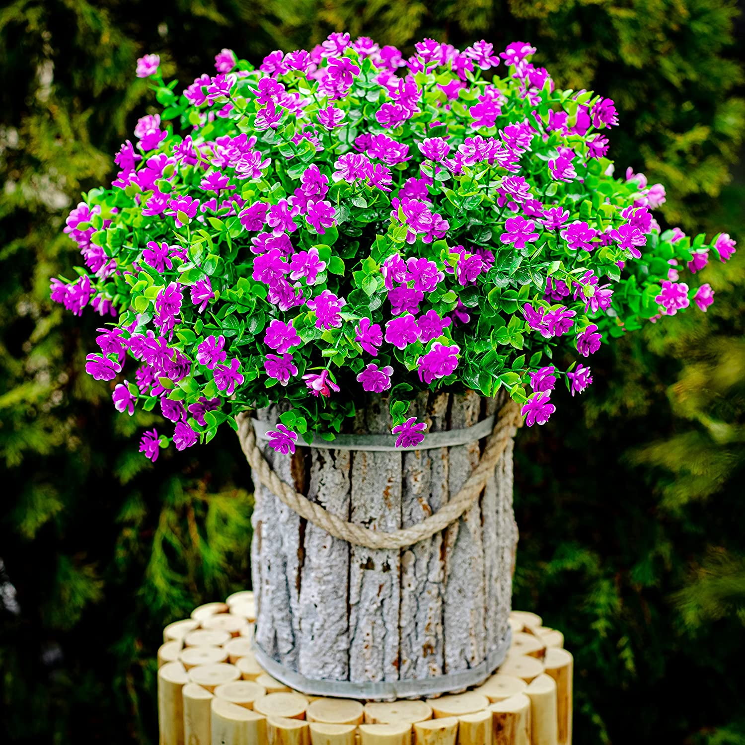Viworld Artificial Flowers for Outdoors UV Resistant - 12 PCS Bundles Faux Fake Outdoor Plants Plastic Flowers Bushes Shrubs No Fade Artificial Greenery Home Porch Stems Window Box Decor(Magenta)