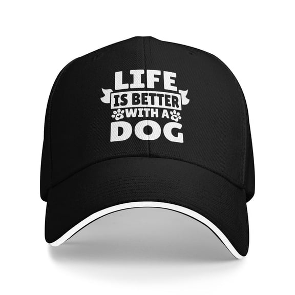 Life Is Better With A Dog Unisex Sandwich Cap Classic Baseball Capunisex Adjustable Casquette Dad Hat