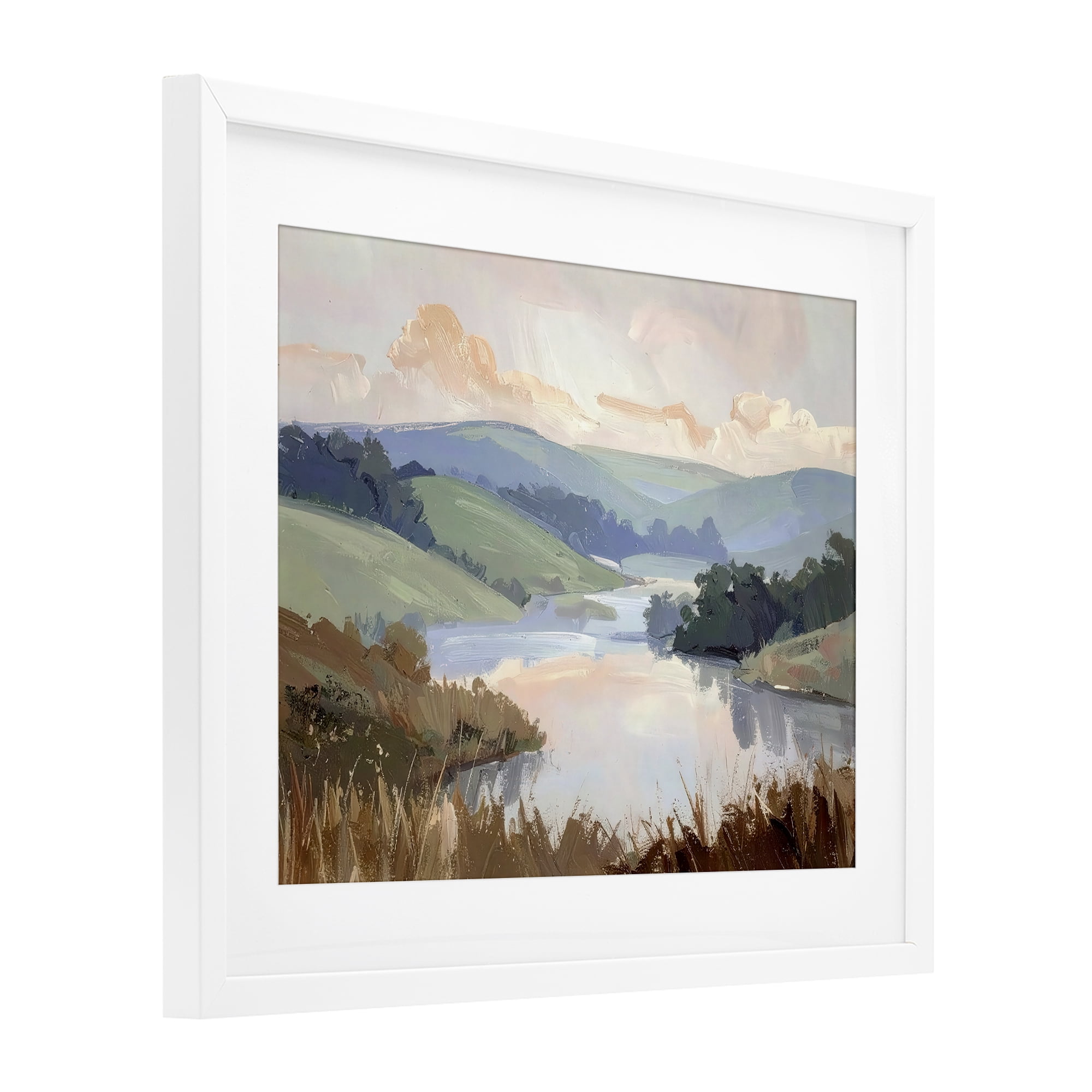 Stupell Industries Muted Distant Mountains White Framed Print Under Glass, design by Alonza Saunders