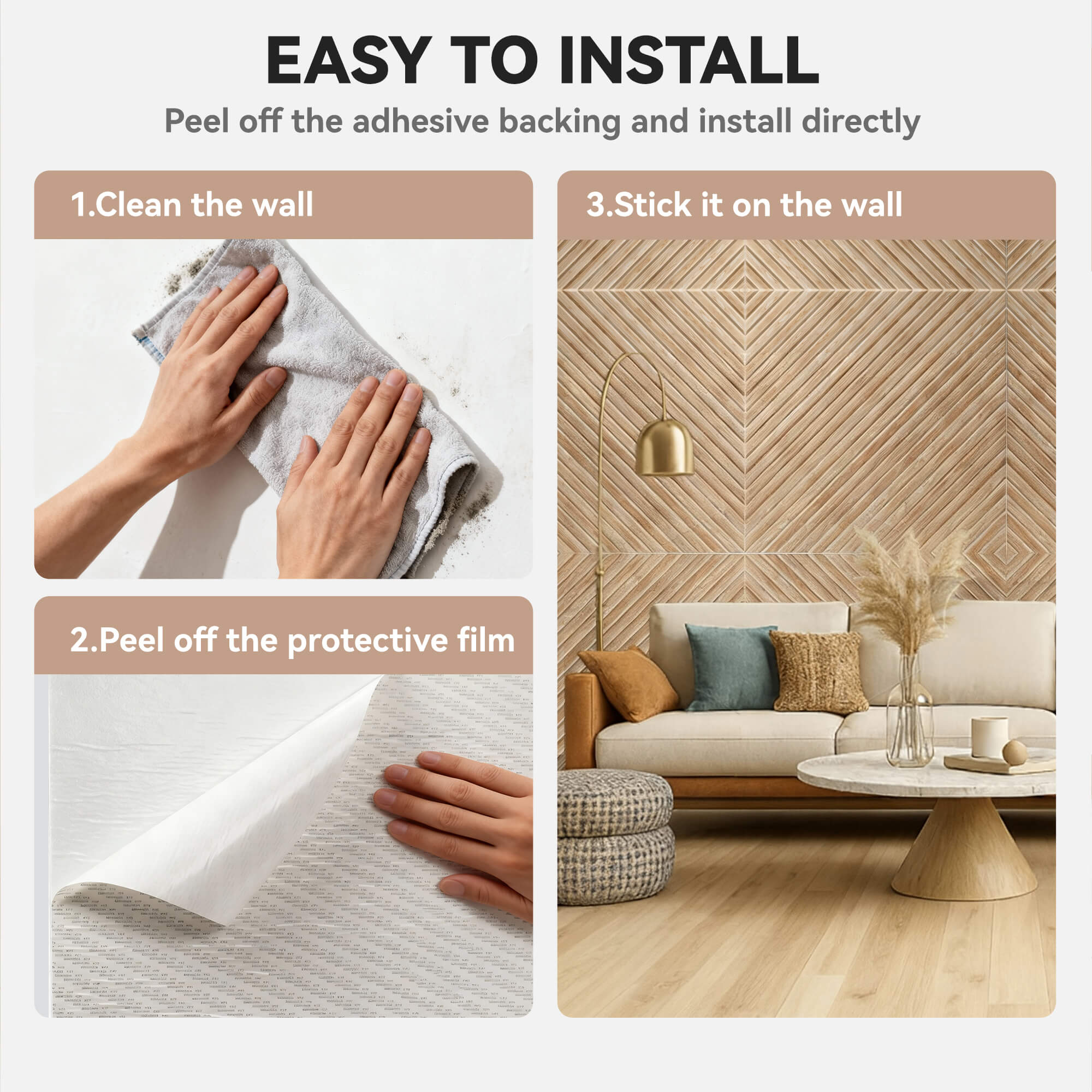 8 Pack 23.6''x23.6'' Acoustic Wall Panels, Art Soundproof Panels, Wood Texture Noise Reduction Panels, Self-Adhesive Decorative Acoustic Panels for Wall and Ceiling, Home Studio, Bedroom, Office