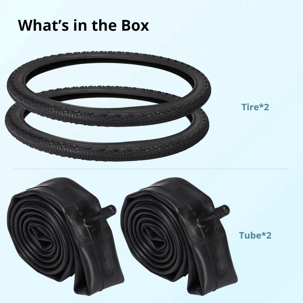 2PCS Mountain Bike Tires 26" X 1.95" with 2PCS Bike Tubes 26" X 1.9"-2.125" AV 32mm Valve, Beach Cruiser Bike Replacement Tires & Tubes, Puncture-Resistant Bicycle Tires
