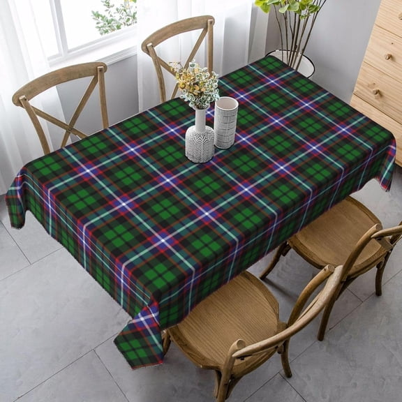 Rectangle Tablecloth, Scottish Clan Russell Tartan Plaid Stain Resistant, Wrinkle Free, Washable Polyester Cover for Dining, Parties, and Camping