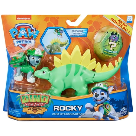 PAW Patrol, Dino Rescue Pup Figure and Dinosaur Action Figure Set (Styles May Vary)