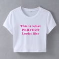 thumbnail image 2 of Tisuna Summer T Shirt For Women Letter Print Short Sleeve Crew Neck Crop Top Casual Fashion Female Holiday Playwear Shirts Size Xl, 2 of 3