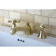 thumbnail image 2 of Kingston Brass Cross-Handle Polished Brass Widespread Bathroom Faucet, 2 of 3