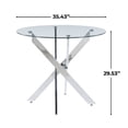 thumbnail image 3 of Round Glass Dining Table - Chrome Metal Legs, Clear Glass Table Top, Modern Dining Table for Home Kitchen Dining Room, 3 of 5