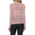 thumbnail image 4 of INSPIRE CHIC Easter Inspired Women's See Through Top Long Sleeve Turtleneck Sheer Floral Lace Blouse XL Dusty Pink, 4 of 7