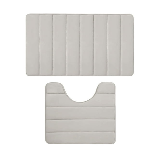 Bath Mats for Bathroom,Bathroom Rug Set Foam Bath Mat Set Bathroom Rugs Practical for 2 Pcs Toilet Mats Soft Comfortable Water Absorption Non-Slip Thick Machine Washable Easier to Dry Dark