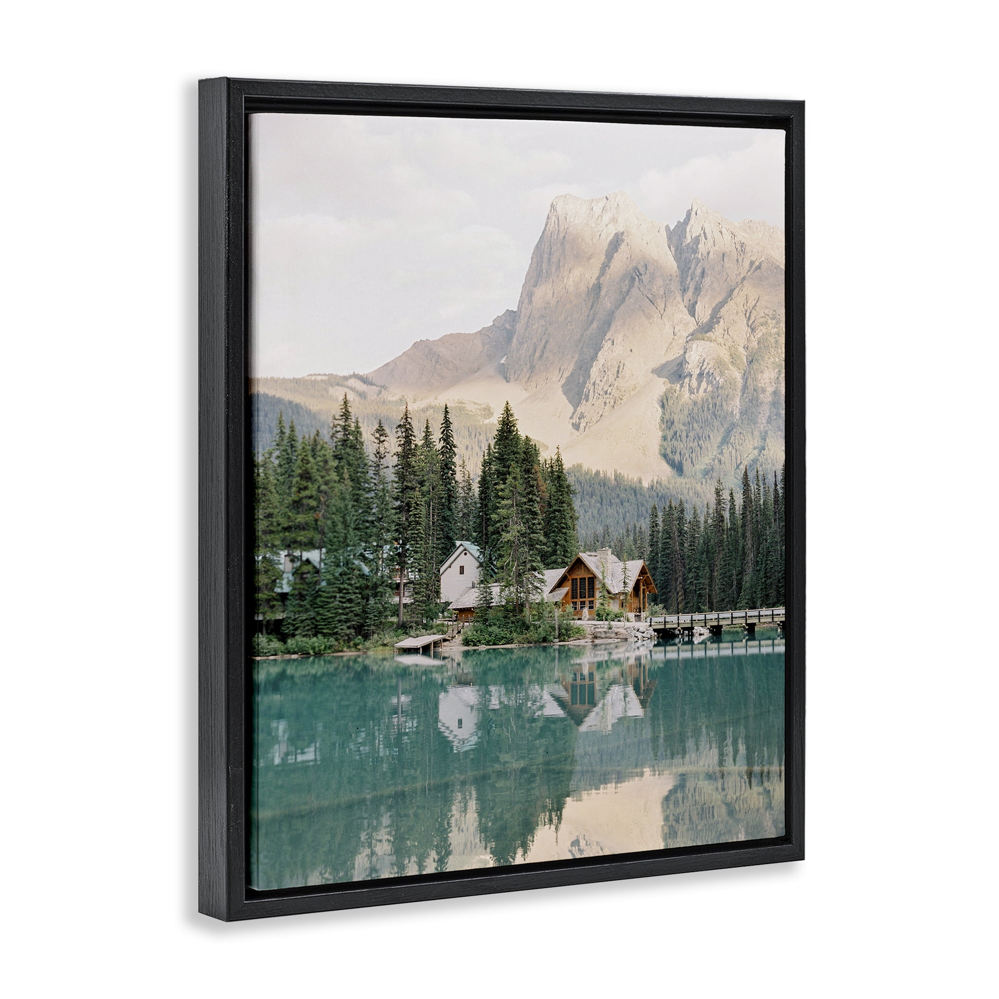 Stupell Industries Lakeside Cabin Landscape Landscape Photography Black Floater Framed Art Print Wall Art, 25 x 31