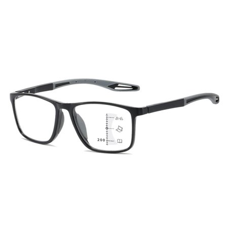 Fashion Simple Frame Progressive Multifocal Ultra Light Glasses Sports Reading Glasses Anti-Blue Light Presbyopic Eyewear GREY STRENGTH 100