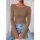 thumbnail image 5 of Remera PRETTYGARDEN Otoño 2025 Crop Top de Manga Campana Marrón Claro XXL, 5 of 8
