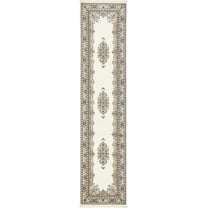 Rugs.com Rabia Collection Rug – 3' x 13' Runner Cream Low Rug Perfect For Hallways, Entryways