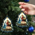 thumbnail image 6 of Blue Christmas Tree Shape Nativity Scene Decoration, 2D Flat Memorial Pendant, 3.15 Inch, 6 of 7