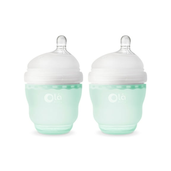 Olababy GentleBottle, Silicone Baby Bottle - 4oz, Mint 2-Pack