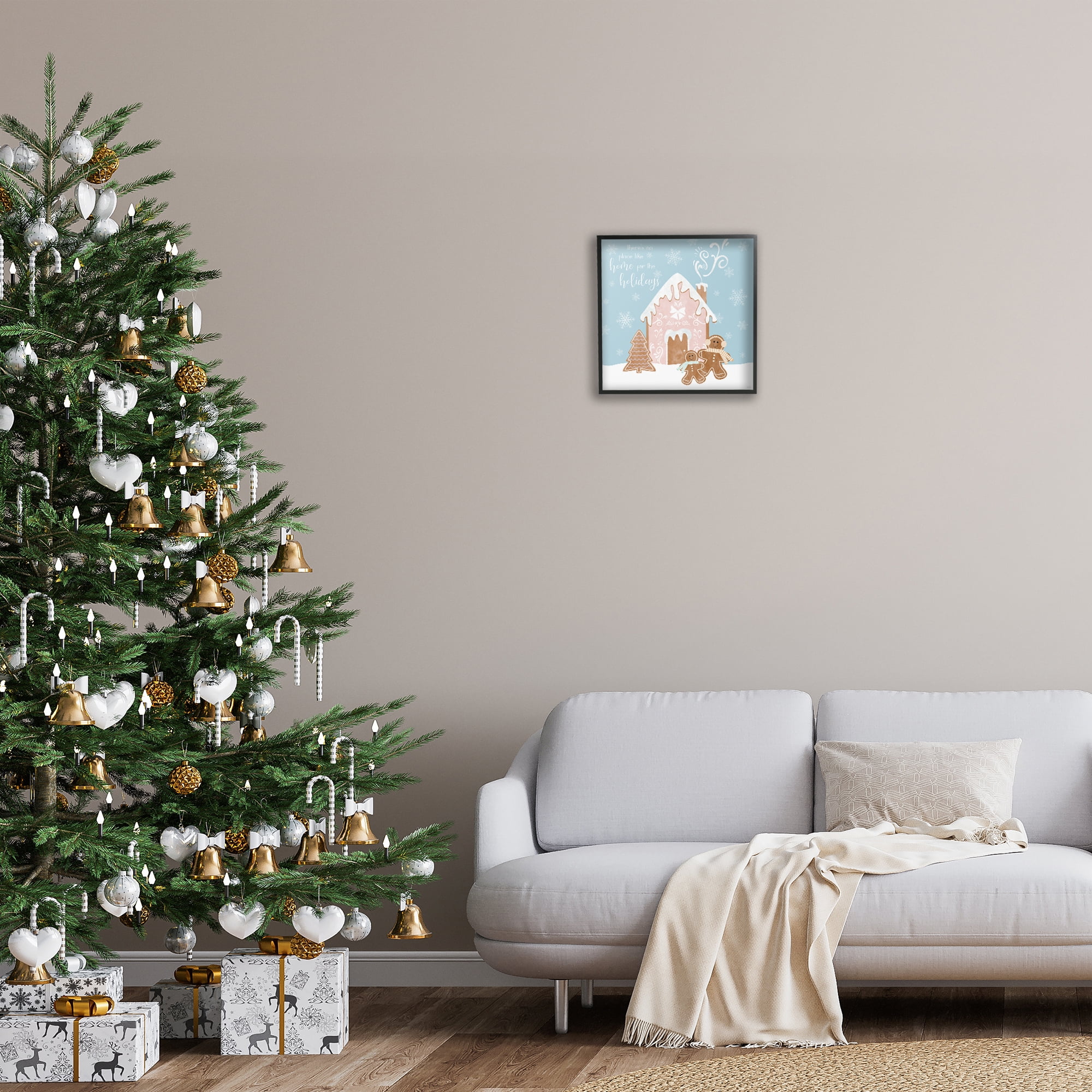 Stupell Industries Holiday Gingerbread Family Holiday Painting Black Framed Art Prints Wall Art, 17 x 17