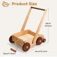 thumbnail image 2 of Woodtoe Wooden Baby Walker, Adjustable Speed Anti-Rollover Push Walker Toy for Babies Learning to Walk, Natural Wood Toddler Push and Pull Baby Walker Wagon Gift for Boy Girl 1 2 3(Patent Protection), 2 of 7