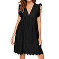 thumbnail image 2 of WNG Women's Lace Jacquard Cutout Pocket Liner Shorts V Neck Plus Size Dress, 2 of 6
