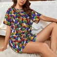 thumbnail image 4 of Honeii Bowling Colorful for Women's Summer Pajama Set featuring Soft Short Sleeve Shirt & Matching Bottoms with Convenient Pockets for Relaxed Home Wear-3X-Large, 4 of 6