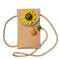 thumbnail image 2 of Bolsa Mini bandolera tipo mensajero de punto, bandolera con trenza de girasol (café) JShteea Para Estrenar, 2 of 5