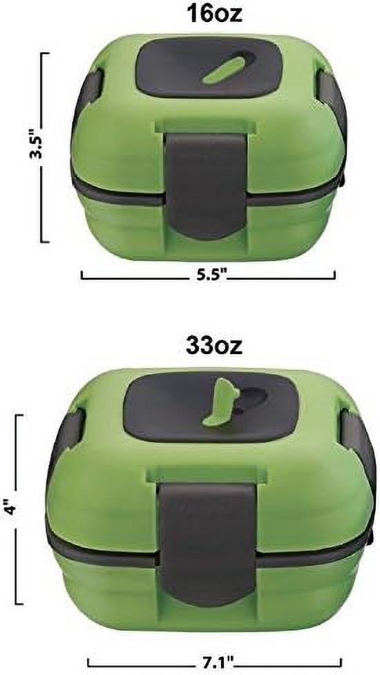 Pinnacle Thermoware 2-Pc Leak Proof Insulated Lunch Box Hot Food Container Set, Green