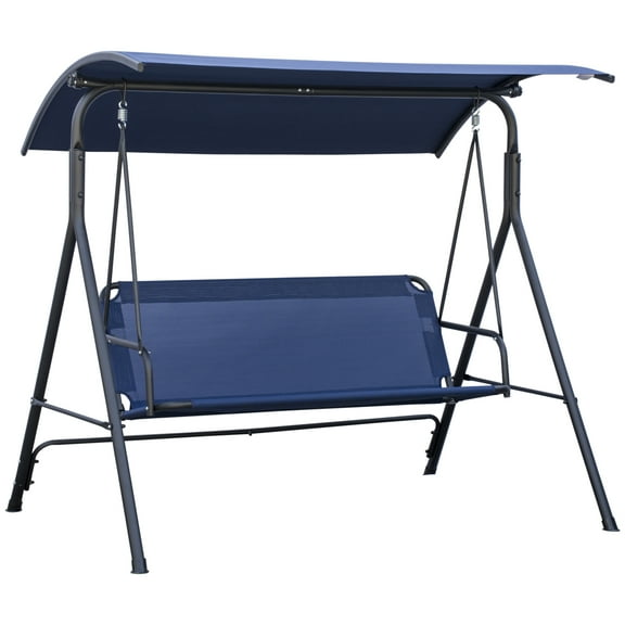 CoSoTower 3-Person Porch Swing Bench with Stand & Adjustable Canopy, Armrests, Steel Frame for Outdoor, Garden, Patio, Porch & Poolside, Dark Blue