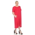 thumbnail image 2 of White Mark Robe Midi à Manches Courtes pour Femmes avec Poches, 2 of 6