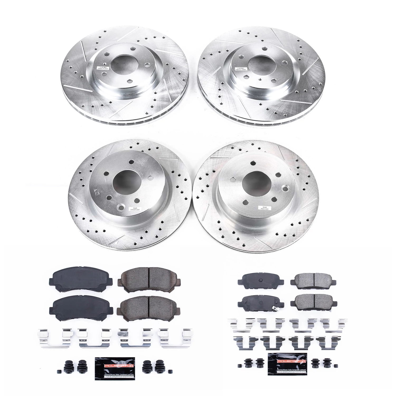 PowerStop Front and Rear Z23 Evolution Sport Carbon-Fiber Ceramic Brake Pad and Drilled & Slotted Rotor Kit Fits: NISSAN Select Models K6075