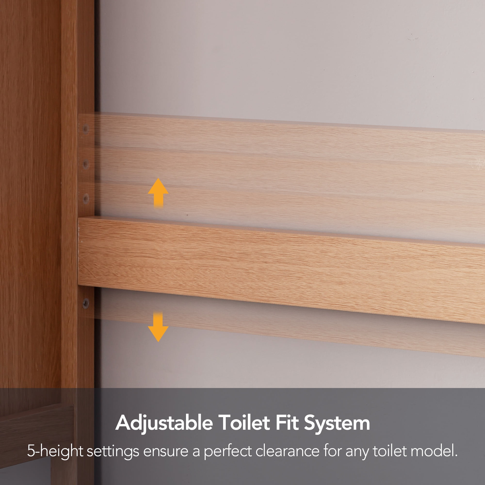 OONNEE 71" Arched Over the Toilet Storage Cabinet with 0.6" Extra-Thick Board, Freestanding Bathroom Organizer with Tissue Holder and Adjustable Shelf, Natural Wood