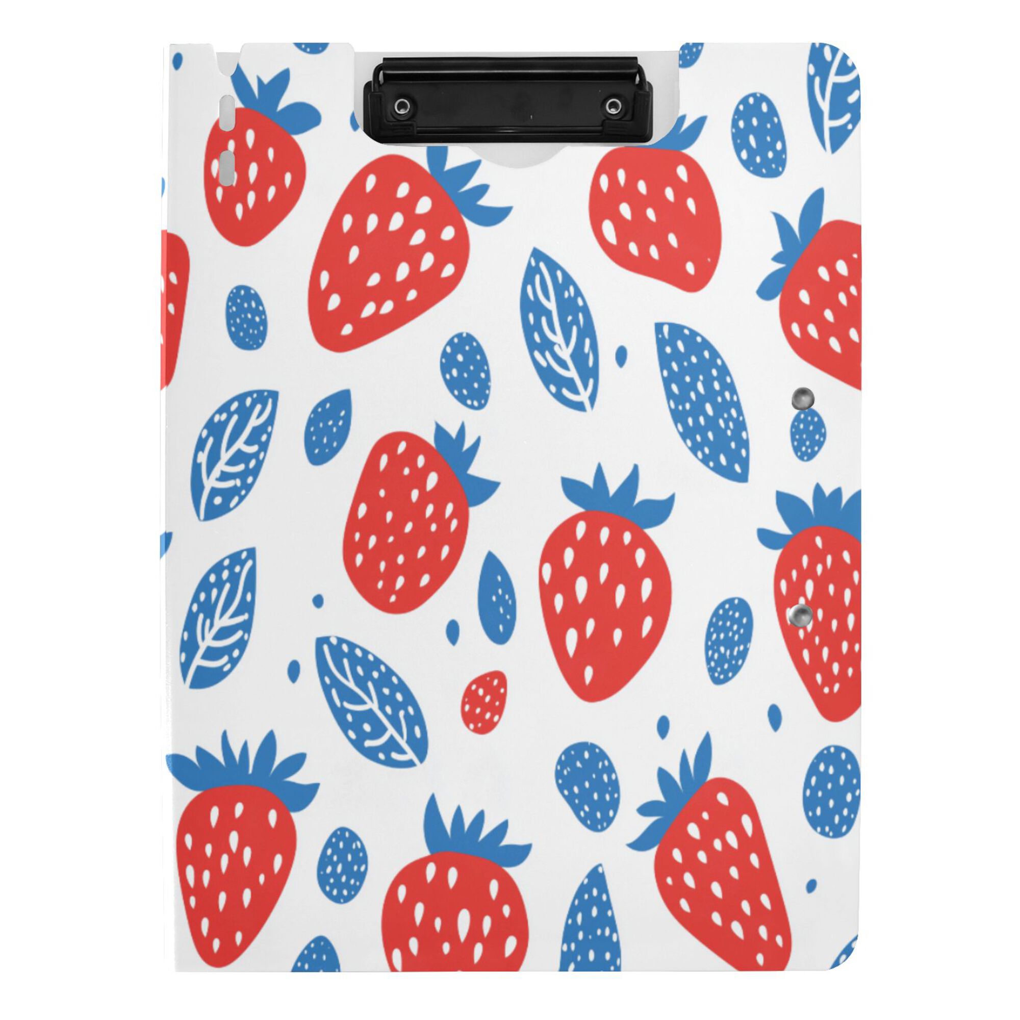 FORMRS A4 Clipboard Folder with Pen Holder Horizontal Foldable School Office Binder, Playful Strawberries