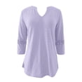 thumbnail image 4 of NJGRAE Trendy Tops for Women 2025 Petite V Neck T-Shirts Spring and Summer V Neck Lace Three Quarter Sleeve Loose Top T Shirt for Women Ladies Basic Tee Short Sleeve Xxl, 4 of 4