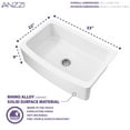 thumbnail image 3 of ANZZI Mesa Farmhouse Solid Surface 33 in. Kitchen Sink with Strainer in Matte White, 3 of 11