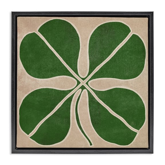 Stupell Industries Mid-Century Four Leaf Symmetry Black Floating Frame Canvas Art, 18 x 18, by June Erica Vess