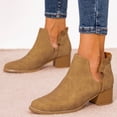 thumbnail image 3 of Aayomet Women Winter Boots Boots Thick Heeled High Heels Ruffled Edge Boots Ankle Thick Heeled Pointed Short Boots (Beige, 7), 3 of 5