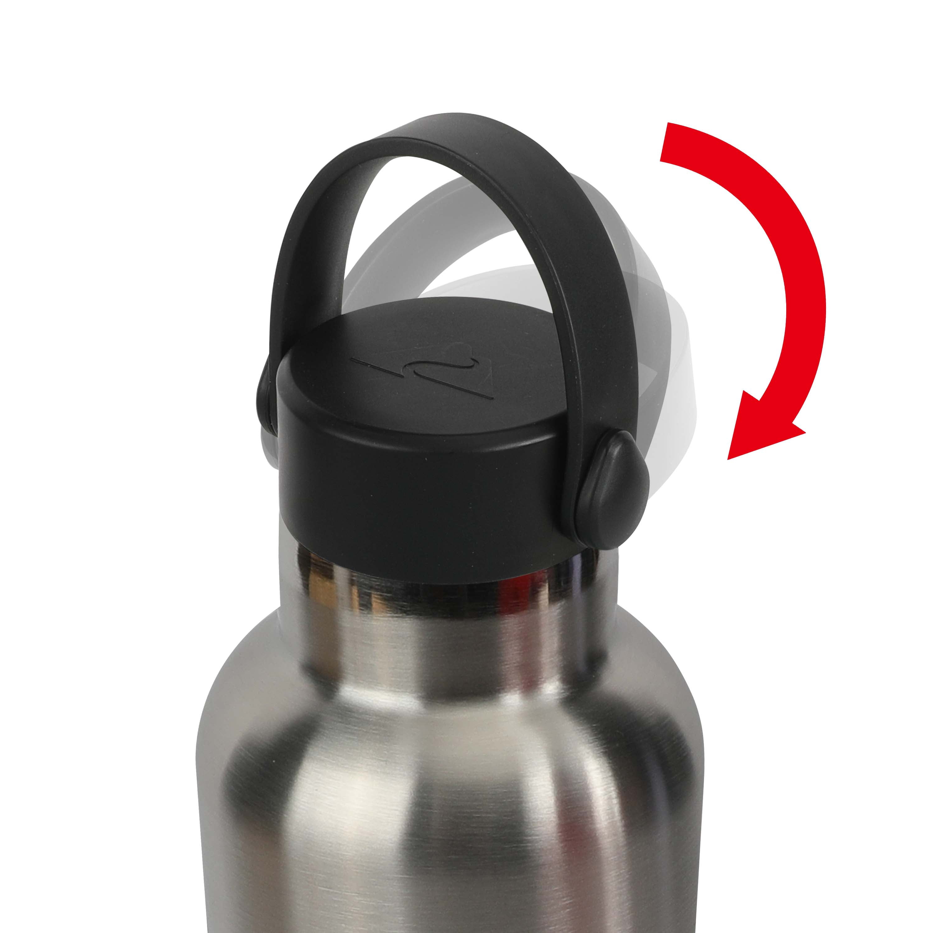Ozark Trail 24oz Double Wall Vacuum Sealed Stainless Steel Water Bottle with Handle, Silver