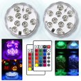 thumbnail image 1 of Luces LED sumergibles, luces LED sumergibles RGB con control remoto impermeable para fuentes, jardines, cubos, barcos, fantasmas, luces de buceo, luces de piscina, luces subacuáticas, paquete de 2 oso de fresa Electrónica, 1 of 5